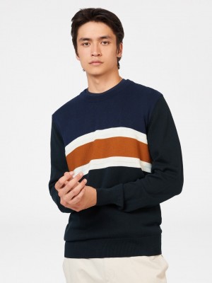 Black Ben Sherman Chest Stripe Crewneck Knitwear | 7246-DMZPL