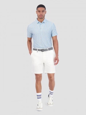 Blue Ben Sherman Bauhaus Geo Tech Jersey Sports Fit Polo Shirts | 7615-MIBHD