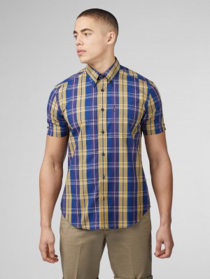 Blue Ben Sherman Signature Irregular Check Shirts | 5027-SCGVT