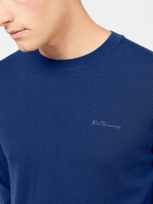 Blue Ben Sherman Signature Merino Crewneck Knitwear | 2018-VSDQA