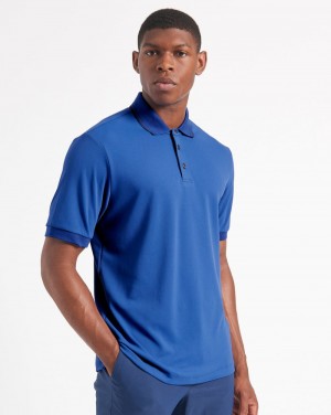 Blue / Royal Ben Sherman 360 Motion Stretch Polo Shirts | 9412-PLUZF