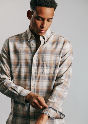 Brown Ben Sherman Twisted Yarn Check Shirts | 7263-DVMSP