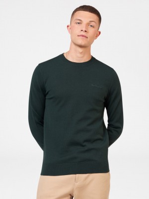 Dark Green Ben Sherman Signature Merino Crewneck Knitwear | 6597-XCIBJ