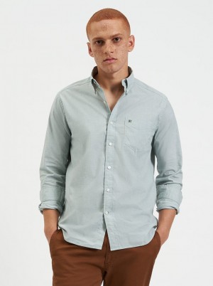 Green Ben Sherman Beatnik Wash Long-Sleeve Shirts | 0465-DBRGV