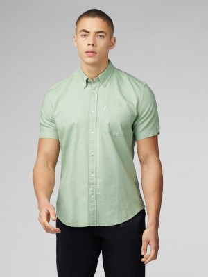 Green Ben Sherman Signature Short Sleeve Oxford Shirts | 4716-HLBGO