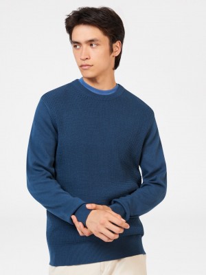 Indigo Ben Sherman Textured Crewneck Knitwear | 3576-TZXBS