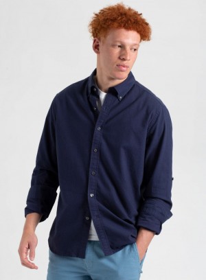 Indigo Navy Ben Sherman St. Ives Resort Oxford Shirts | 2360-ENGCX