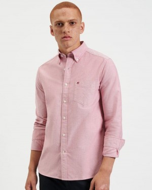 Light Red Ben Sherman Brighton Oxford Organic Shirts | 6530-BNTWQ