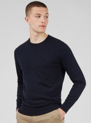 Navy Ben Sherman Signature Crewneck Knitwear | 3057-PNZTX