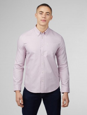 Purple Ben Sherman Signature Oxford Long Sleeve Shirts | 7013-DICOW