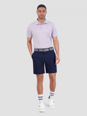 Purple Ben Sherman Solid Air Pique Sports Fit Polo Shirts | 1467-WVMAF