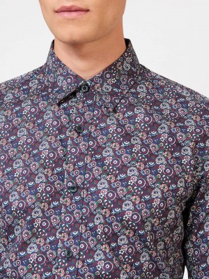 Purple Ben Sherman Winter Floral Shirts | 0956-TEHOU