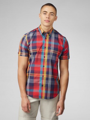 Red Ben Sherman Signature Large Madras Check Shirts | 9542-AXYJZ