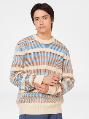 White Ben Sherman B by Ben Sherman Stripe Knitwear | 1795-CMZVQ