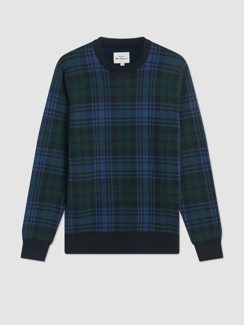 Black Ben Sherman Blackwatch Check Crewneck Knitwear | 3267-VRGHC