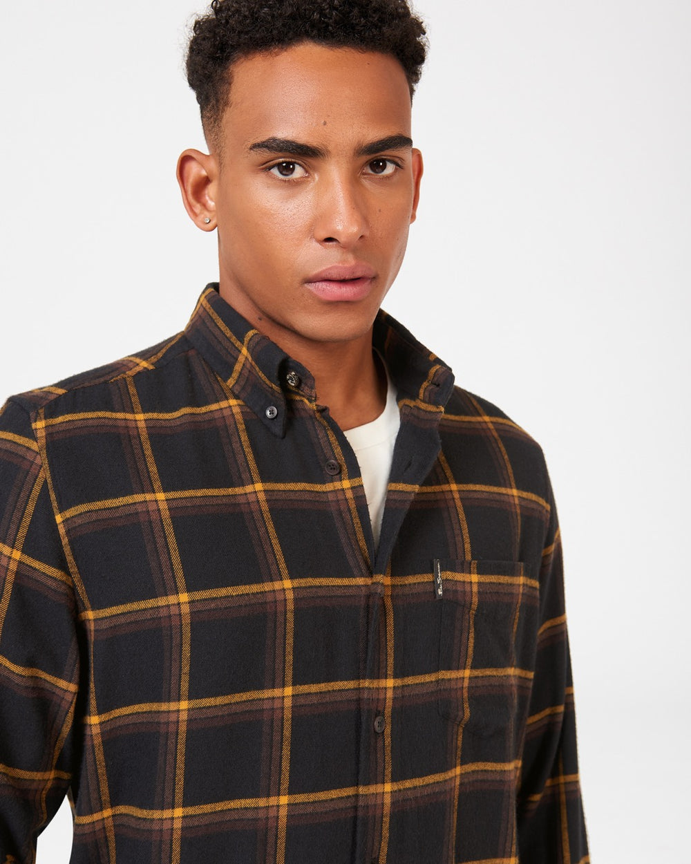 Black Ben Sherman Oversized Brushed Check Shirts | 7852-IUDXN