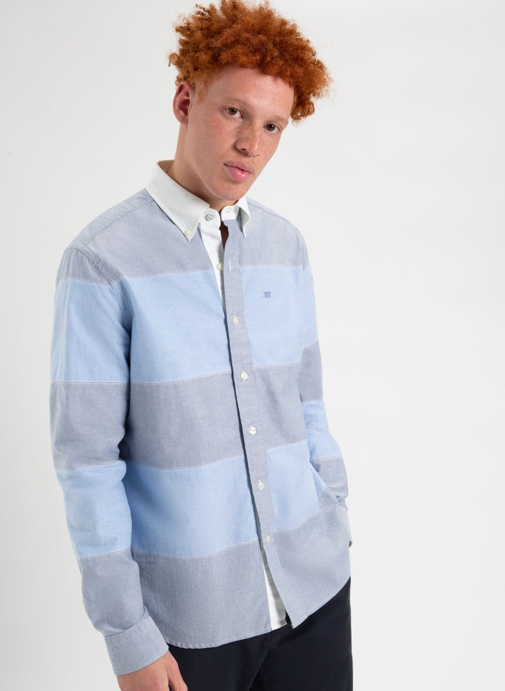 Blue Ben Sherman Brighton Oxford Garment Dye Rugby Shirts | 2431-PERNF