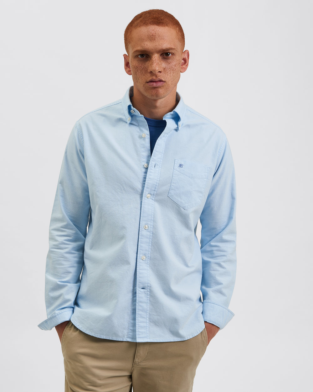 Blue Ben Sherman Brighton Oxford Organic Shirts | 8421-NQKXI