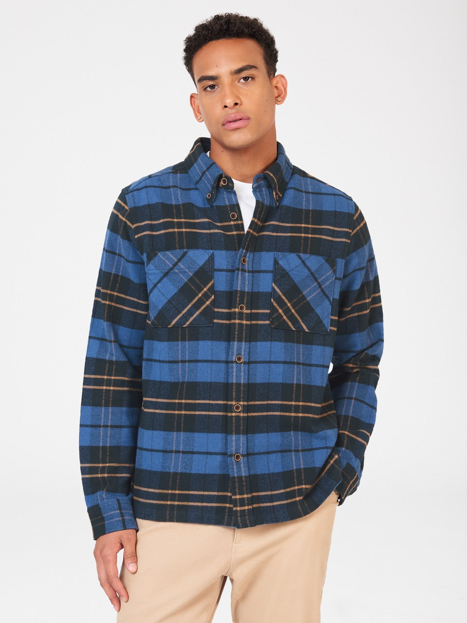 Blue Ben Sherman Brushed Ivy Check Shirts | 1594-ZWXGD