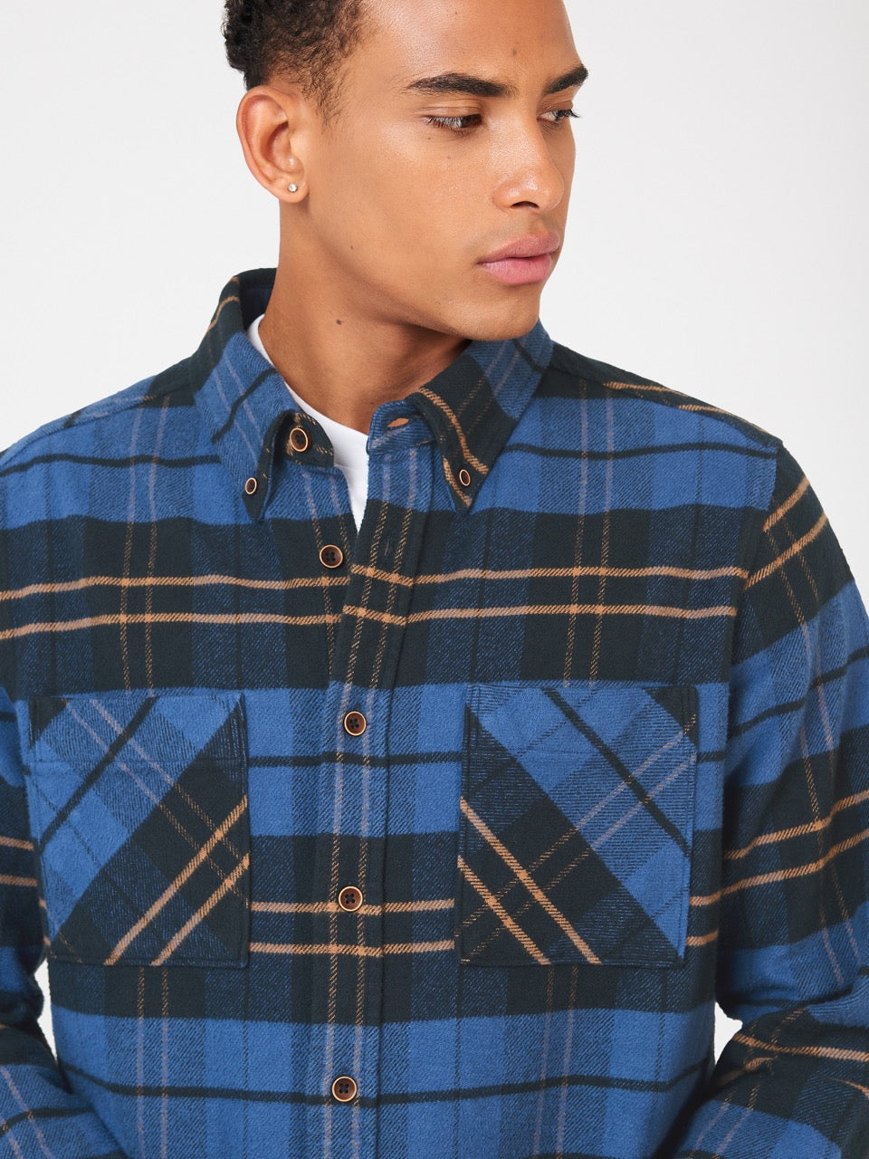 Blue Ben Sherman Brushed Ivy Check Shirts | 1594-ZWXGD