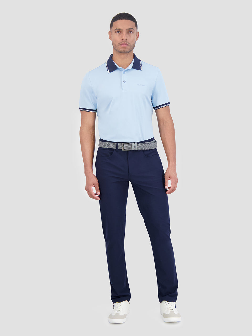 Blue Ben Sherman Checker Rib Air Pique Sports Fit Polo Shirts | 7952-ZOQPX