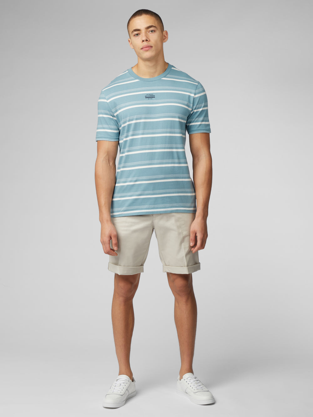 Blue Ben Sherman Fine Stripe T-Shirt | 1549-DZNSX