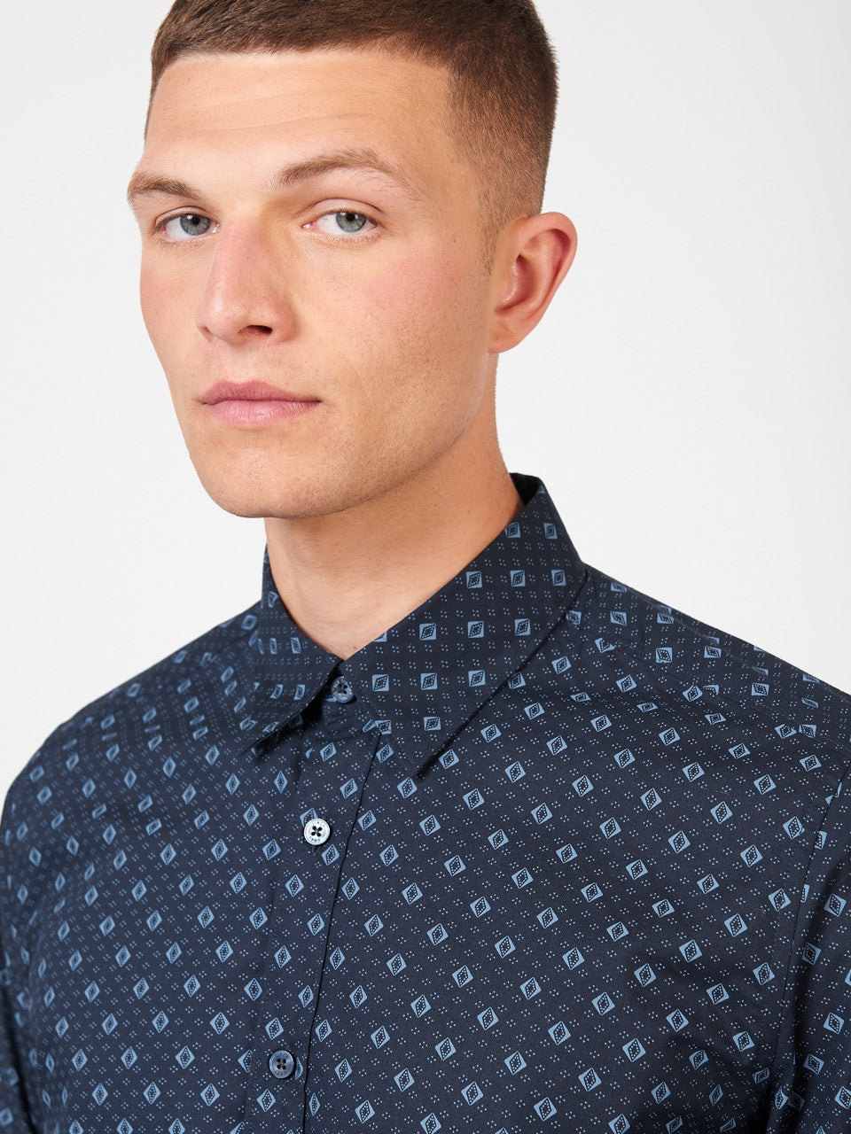 Blue Ben Sherman Signature Geo Shirts | 5183-STNFO