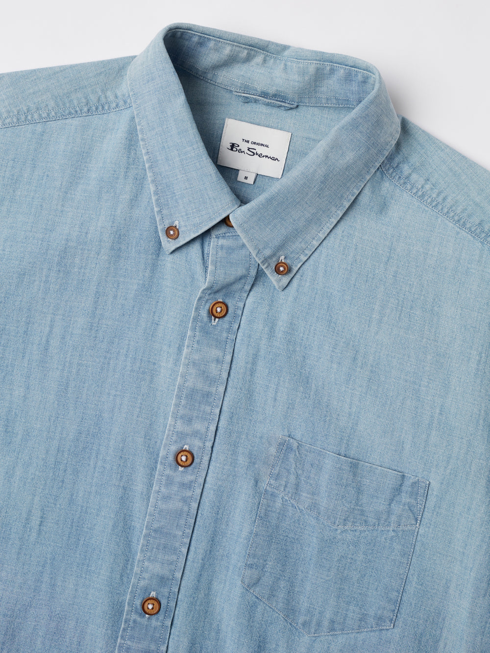 Blue / Navy Ben Sherman Long-Sleeve Chambray Shirts | 2305-BMXPF