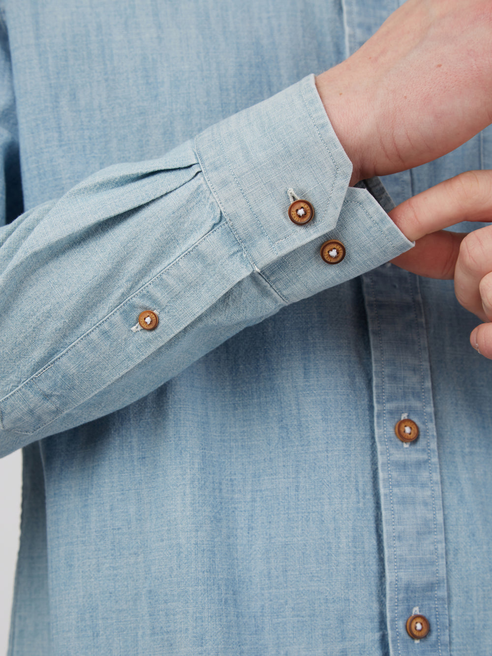 Blue / Navy Ben Sherman Long-Sleeve Chambray Shirts | 2305-BMXPF