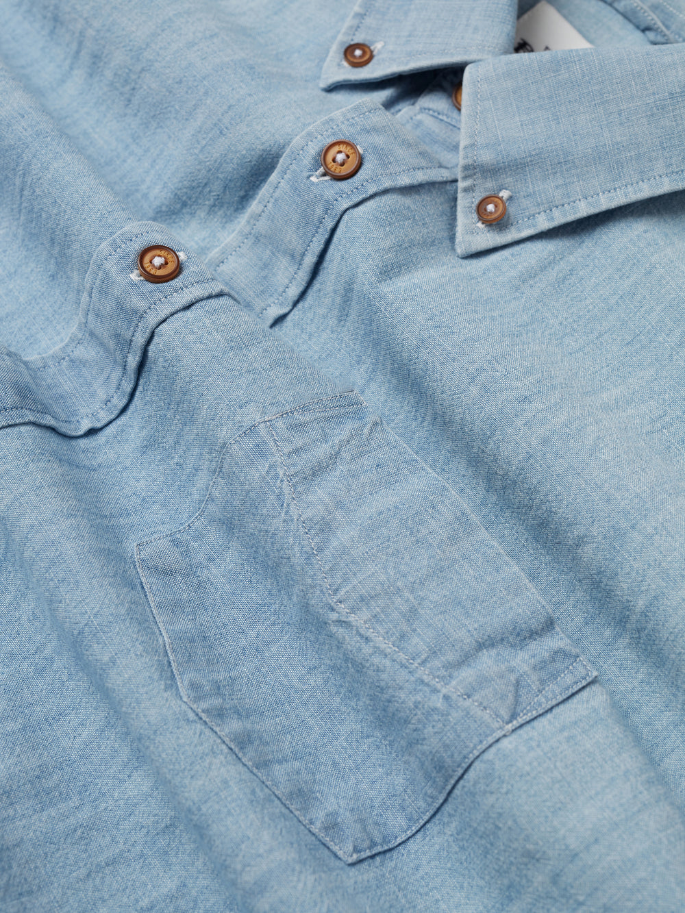 Blue / Navy Ben Sherman Long-Sleeve Chambray Shirts | 2305-BMXPF