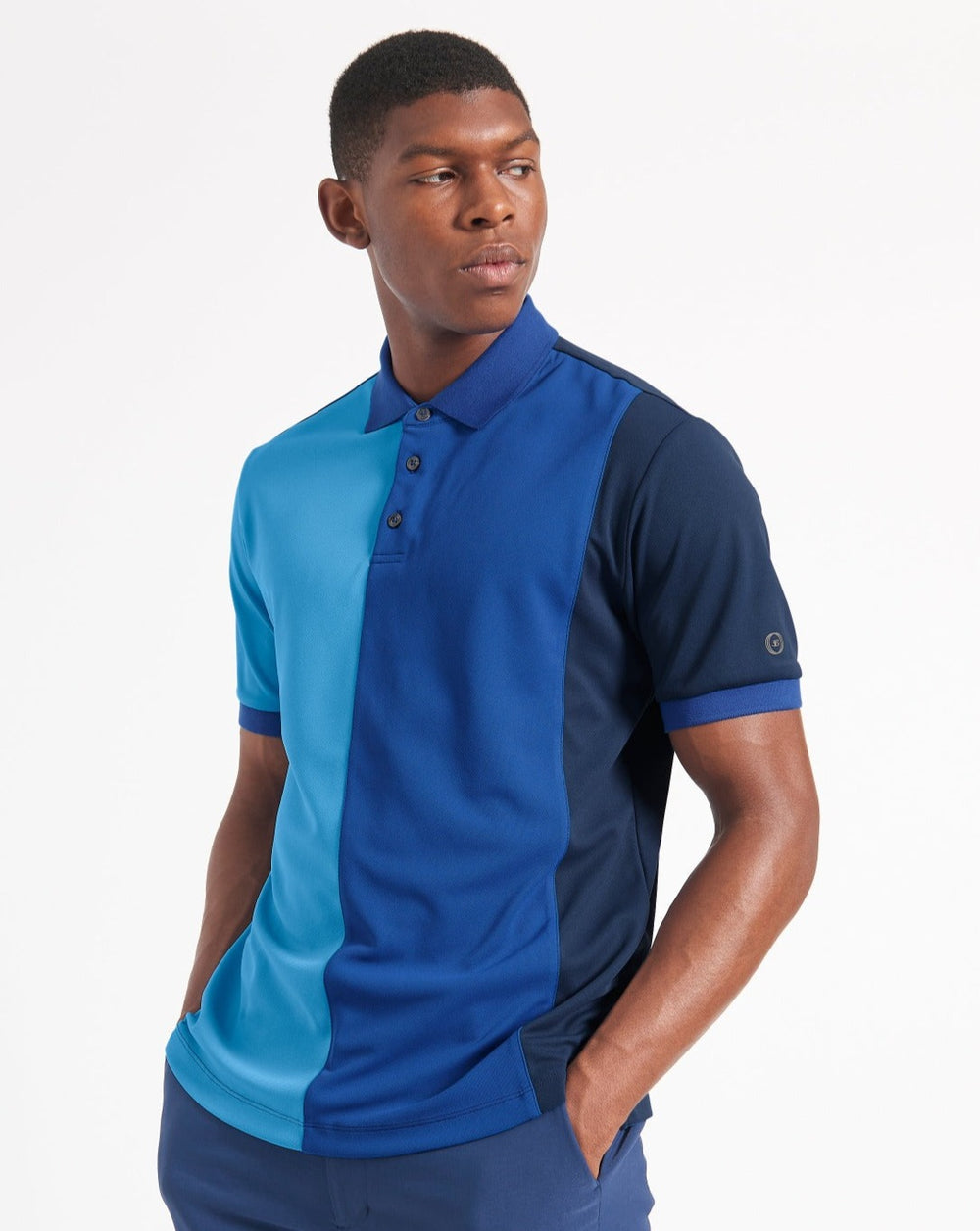 Blue / Royal Ben Sherman 360 Motion Stretch Colorblock Polo Shirts | 2706-WEABV