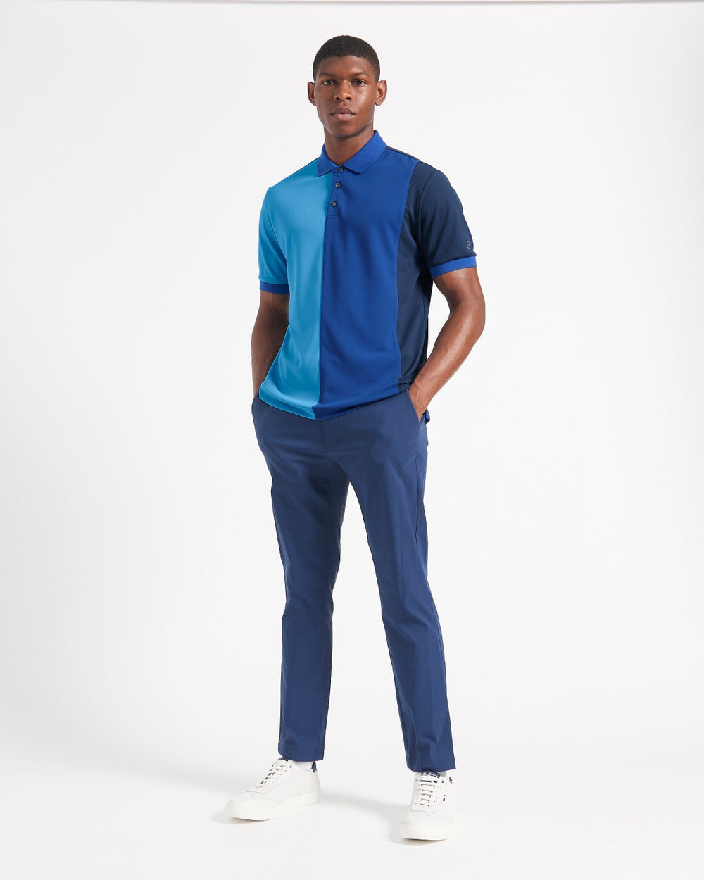 Blue / Royal Ben Sherman 360 Motion Stretch Colorblock Polo Shirts | 2706-WEABV