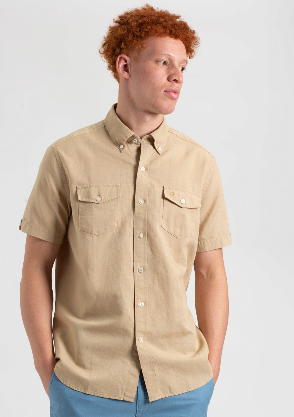 Brown Ben Sherman Garment Dye Linen Shirts | 4567-VRPED