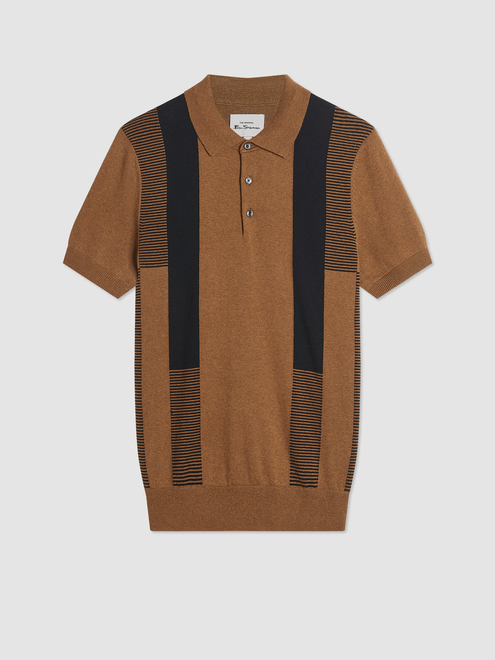 Brown Ben Sherman Intarsia Stripe Polo Neck Sweaters | 3415-XNKSY