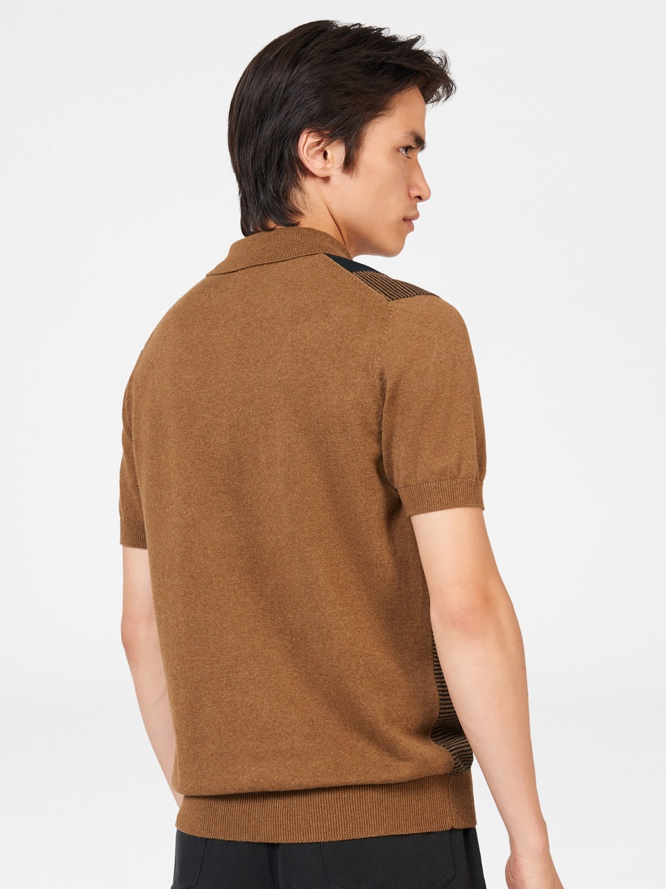 Brown Ben Sherman Intarsia Stripe Polo Neck Sweaters | 3415-XNKSY