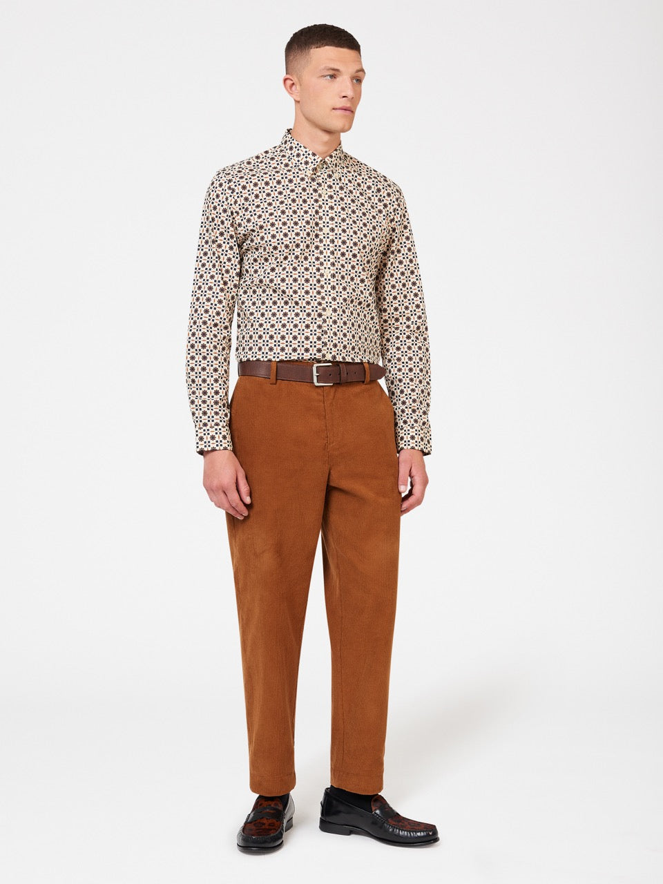 Brown Ben Sherman Retro Foulard Print Slim Fit Shirts | 1473-ZRQBA