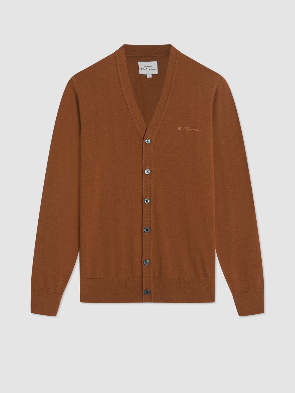 Brown Ben Sherman Signature Merino Cardigan Knitwear | 6153-KHTFN