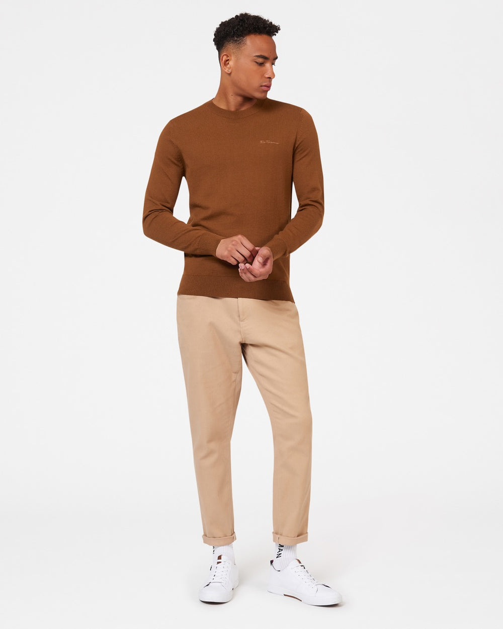 Brown Ben Sherman Signature Merino Crewneck Knitwear | 8567-PSMVY