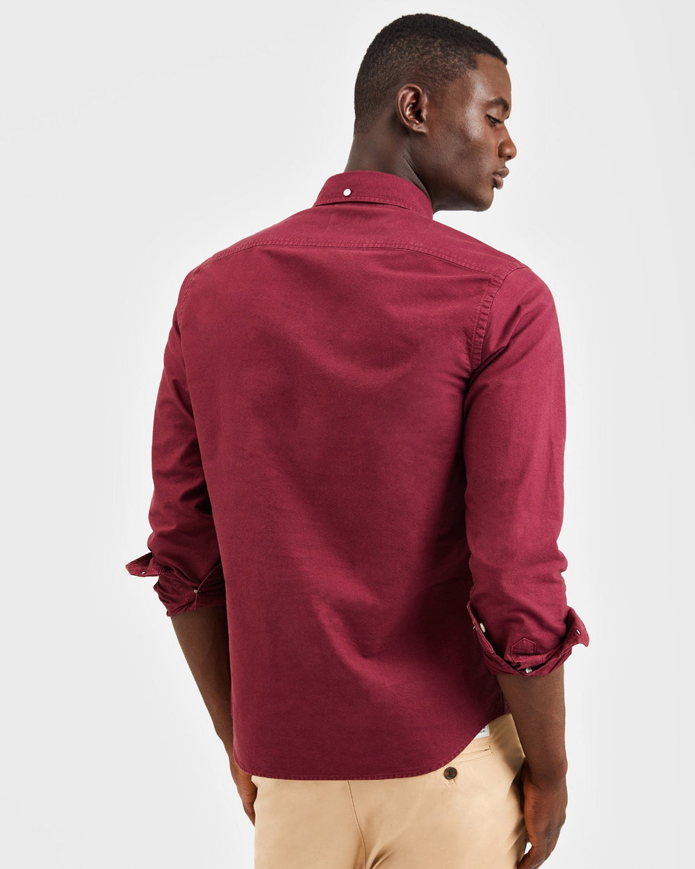 Burgundy Ben Sherman Beatnik Oxford Garment Dye Shirts | 9108-WCFJZ