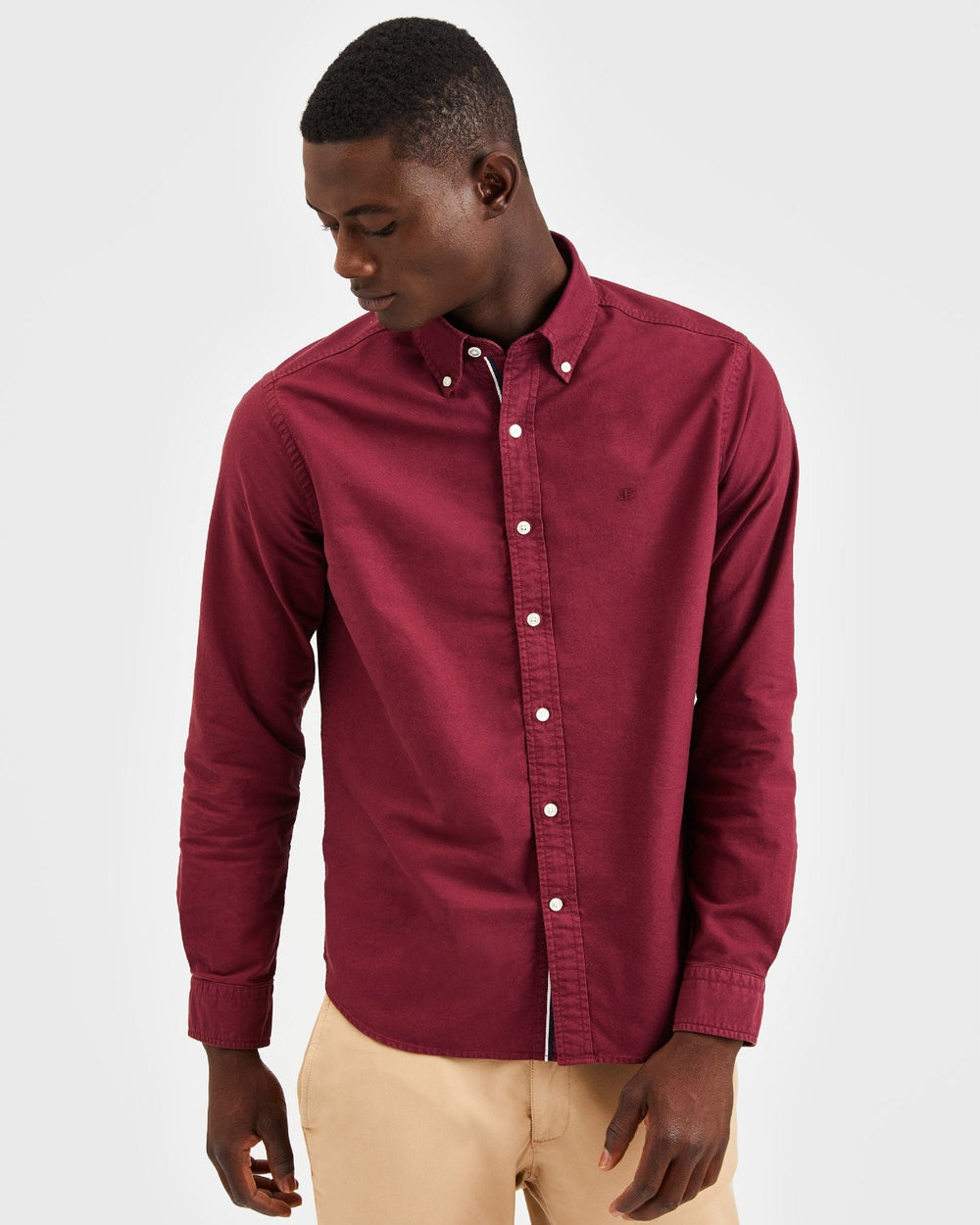 Burgundy Ben Sherman Beatnik Oxford Garment Dye Shirts | 9108-WCFJZ