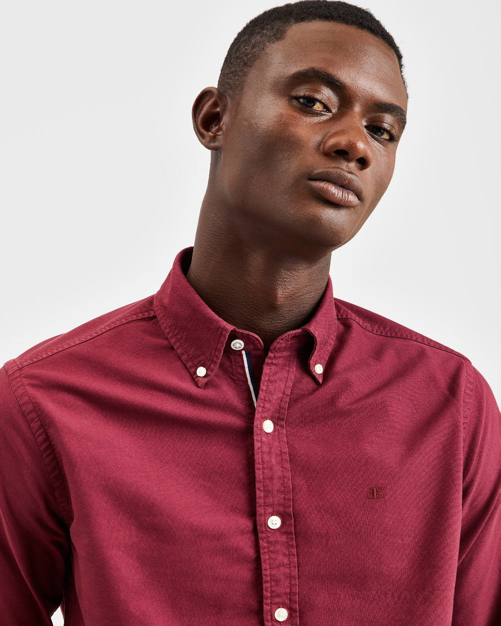 Burgundy Ben Sherman Beatnik Oxford Garment Dye Shirts | 9108-WCFJZ