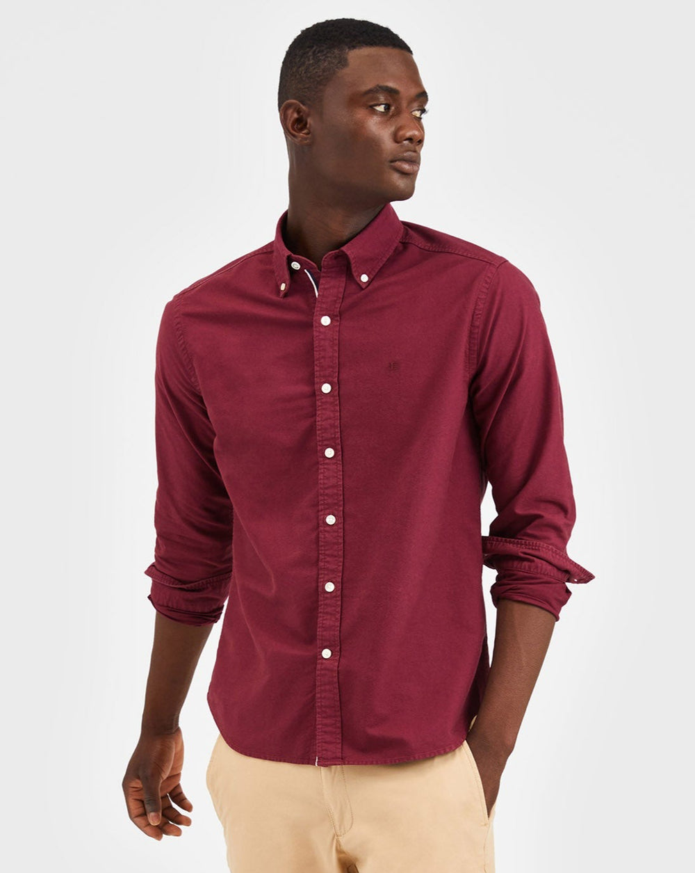 Burgundy Ben Sherman Beatnik Oxford Garment Dye Shirts | 9108-WCFJZ