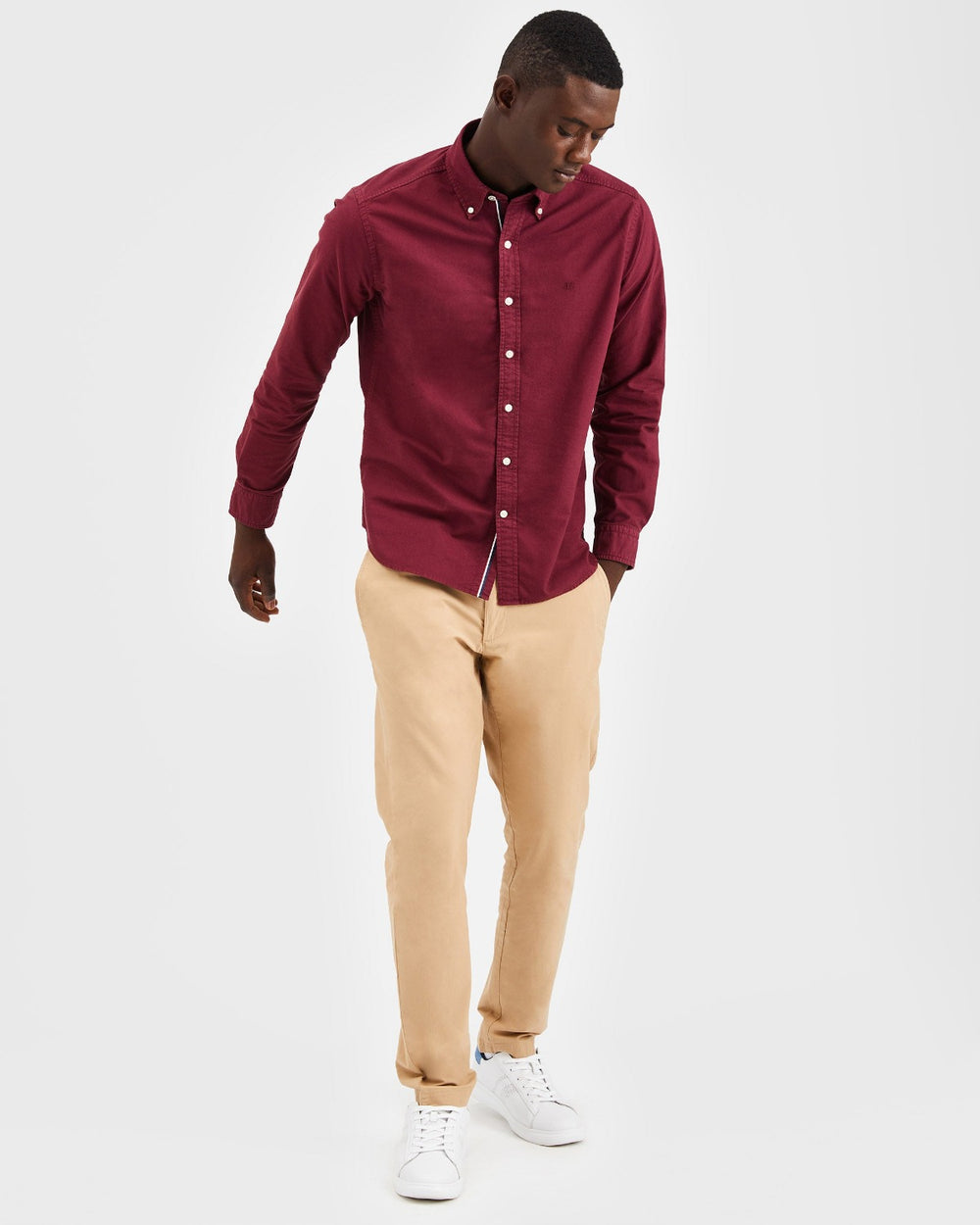 Burgundy Ben Sherman Beatnik Oxford Garment Dye Shirts | 9108-WCFJZ