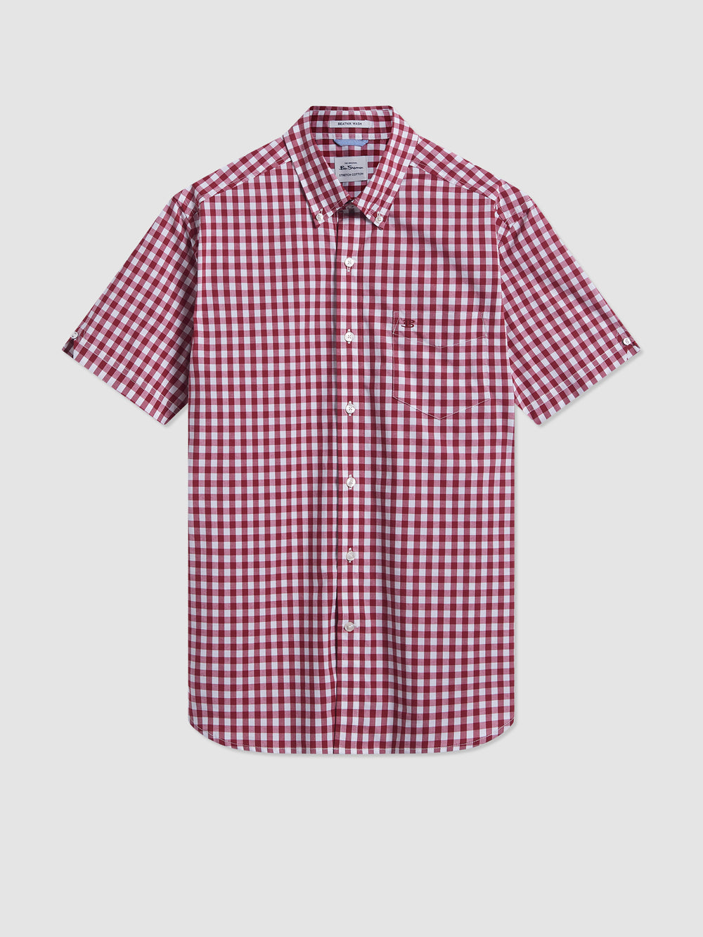 Burgundy Ben Sherman Short Sleeve House Poplin Gingham Shirts | 4320-RJUVG