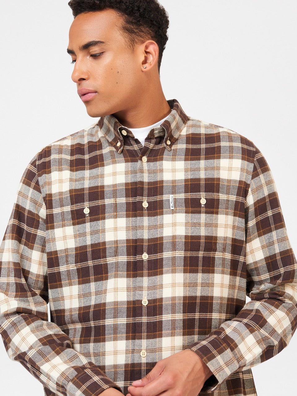 Chocolate Ben Sherman Brushed Plain Check Shirts | 7529-BFXNG