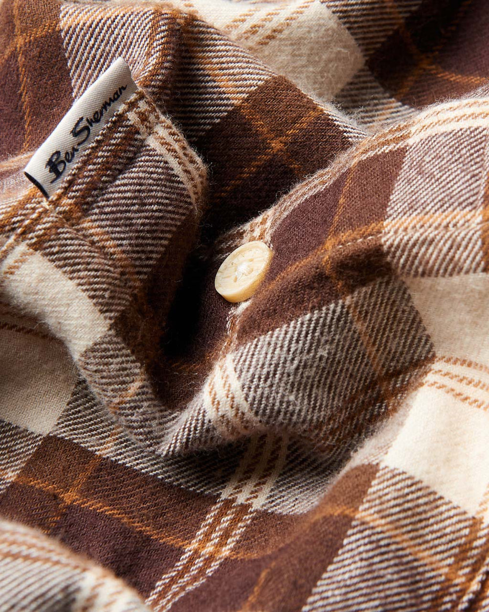 Chocolate Ben Sherman Brushed Plain Check Shirts | 7529-BFXNG