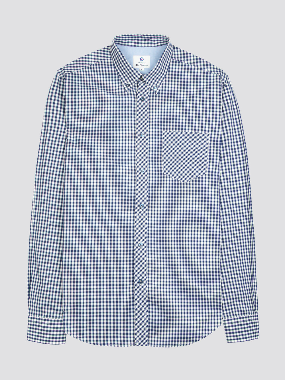 Dark Blue Ben Sherman Signature Long-Sleeve Gingham Shirts | 2307-MIKJS