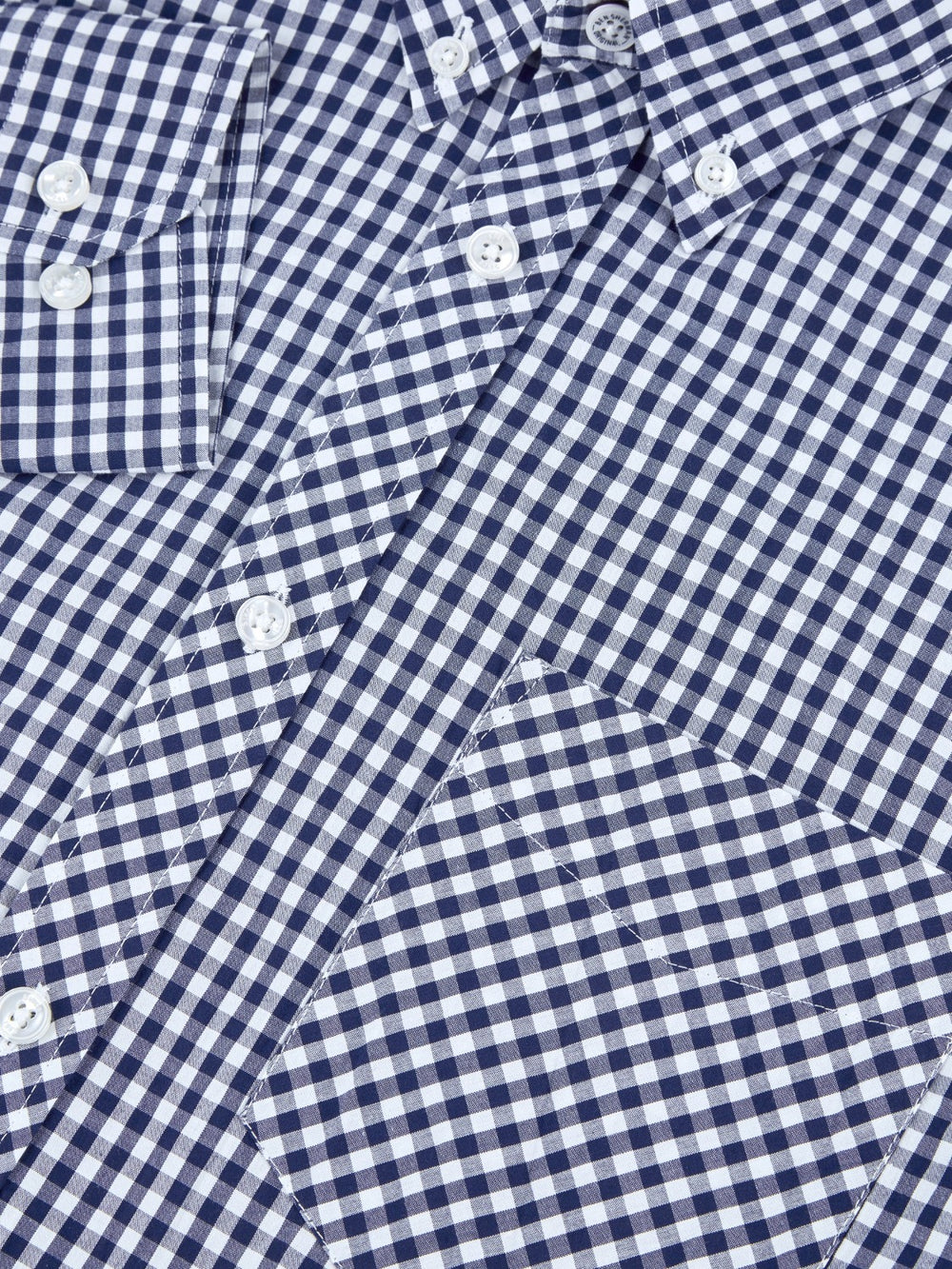 Dark Blue Ben Sherman Signature Long-Sleeve Gingham Shirts | 2307-MIKJS