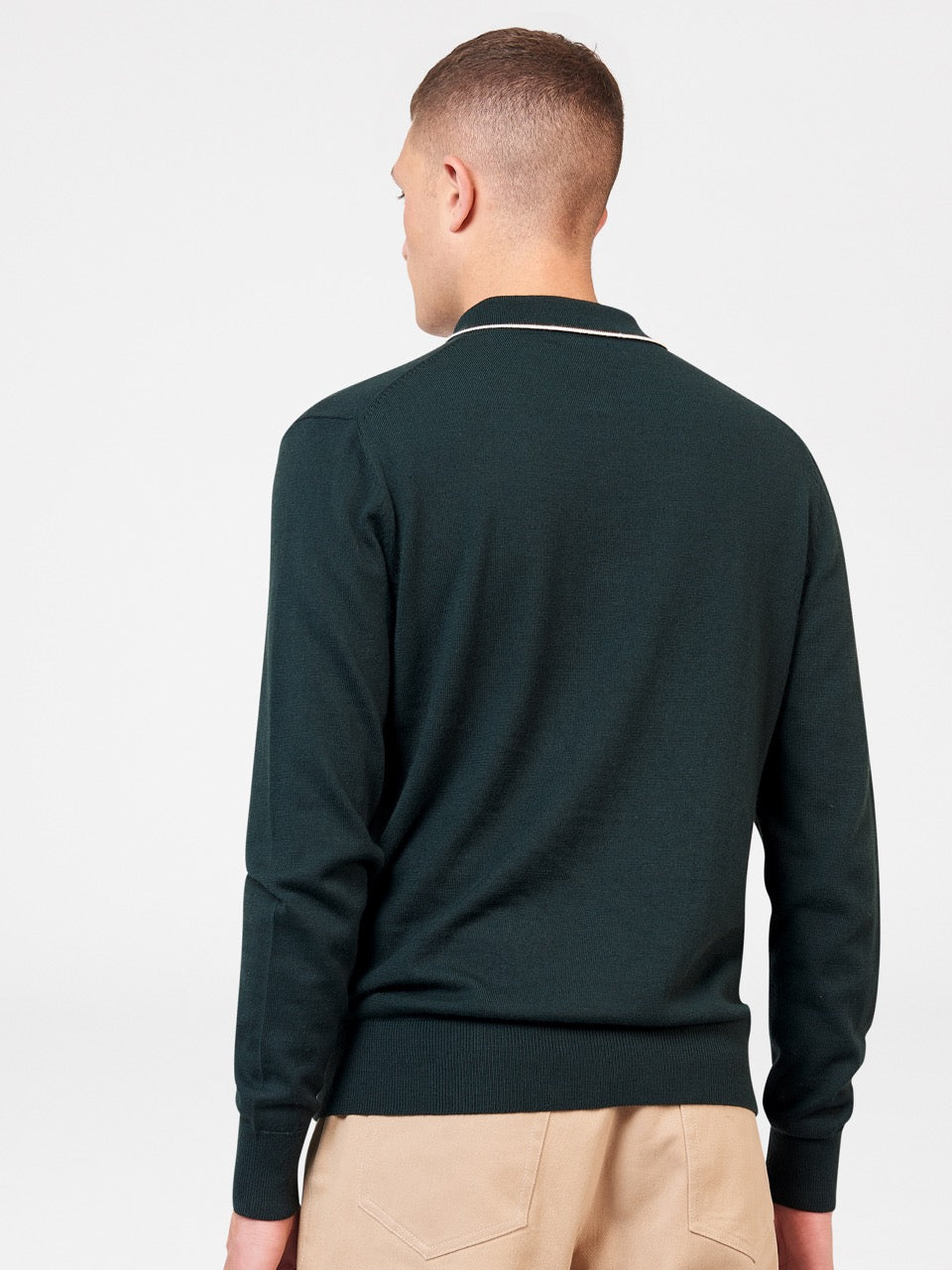 Dark Green Ben Sherman Tipped Merino Polo Neck Sweaters | 3647-KUSHN