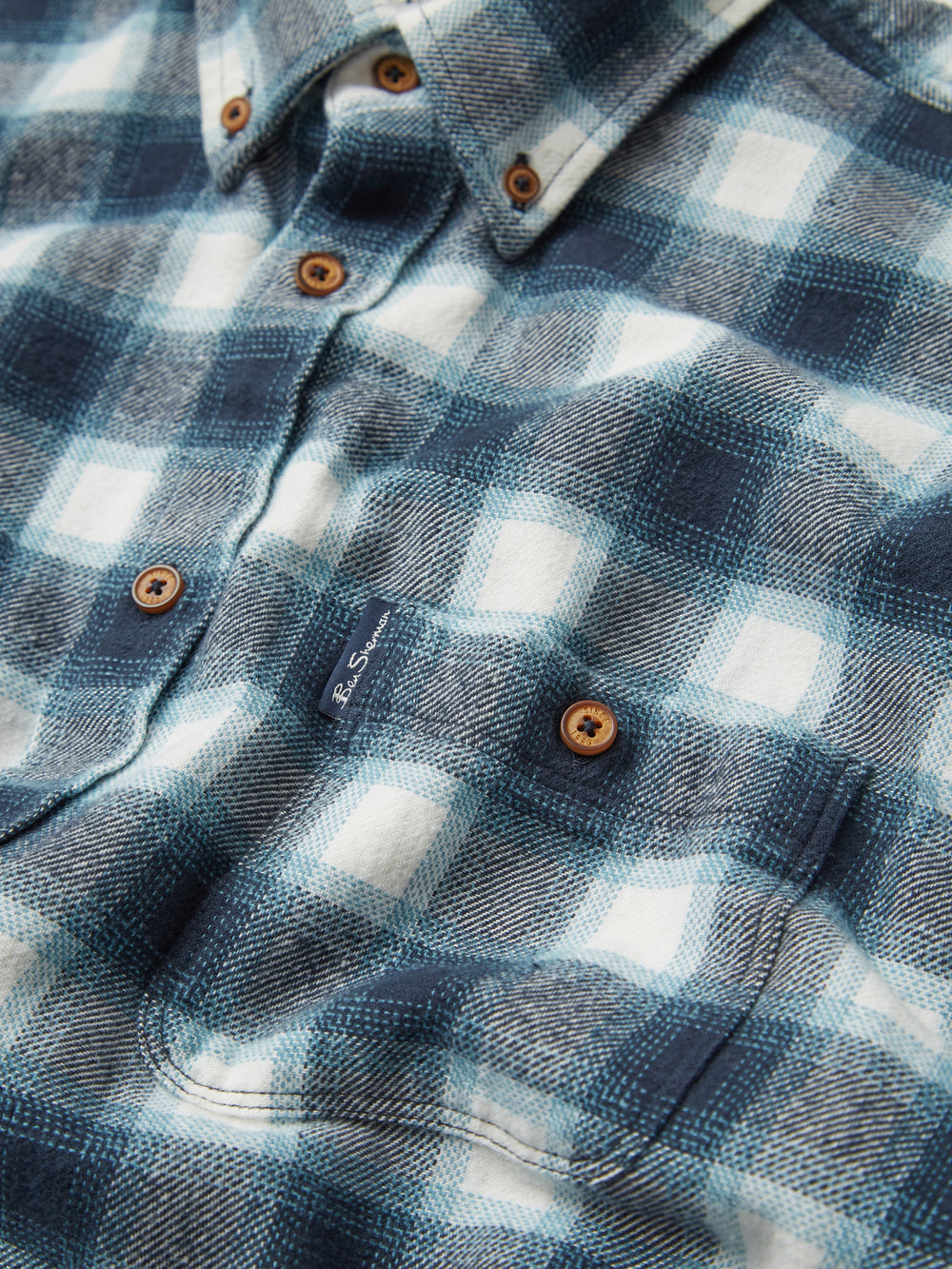 Green Ben Sherman Brushed Ombre Check Flannel Shirts | 6713-NIXYM